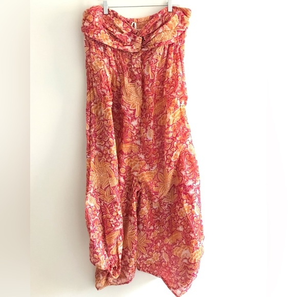 By Anthropologie | Women's Orange Motif Off The Shoulder Harem Jumpsuit XL - Picture 5 of 11